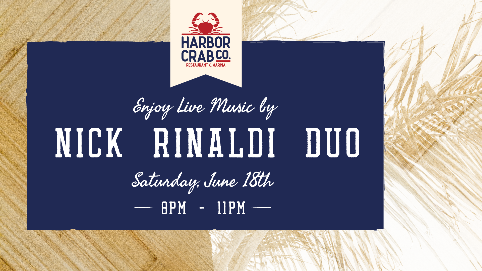 Live Flyer for Nick Rinaldi Duo on June 18th at 8pm