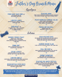 Brunch Menu for Father's Day on Sun June 19th