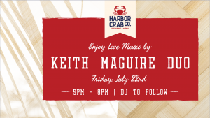 Flyer for Keith Macguire Duo on July 22nd at 5pm
