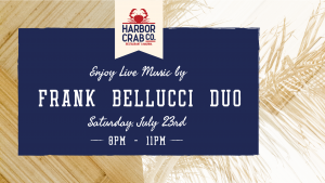 Flyer for Frank Bellucci Duo on July 23rd at 8pm