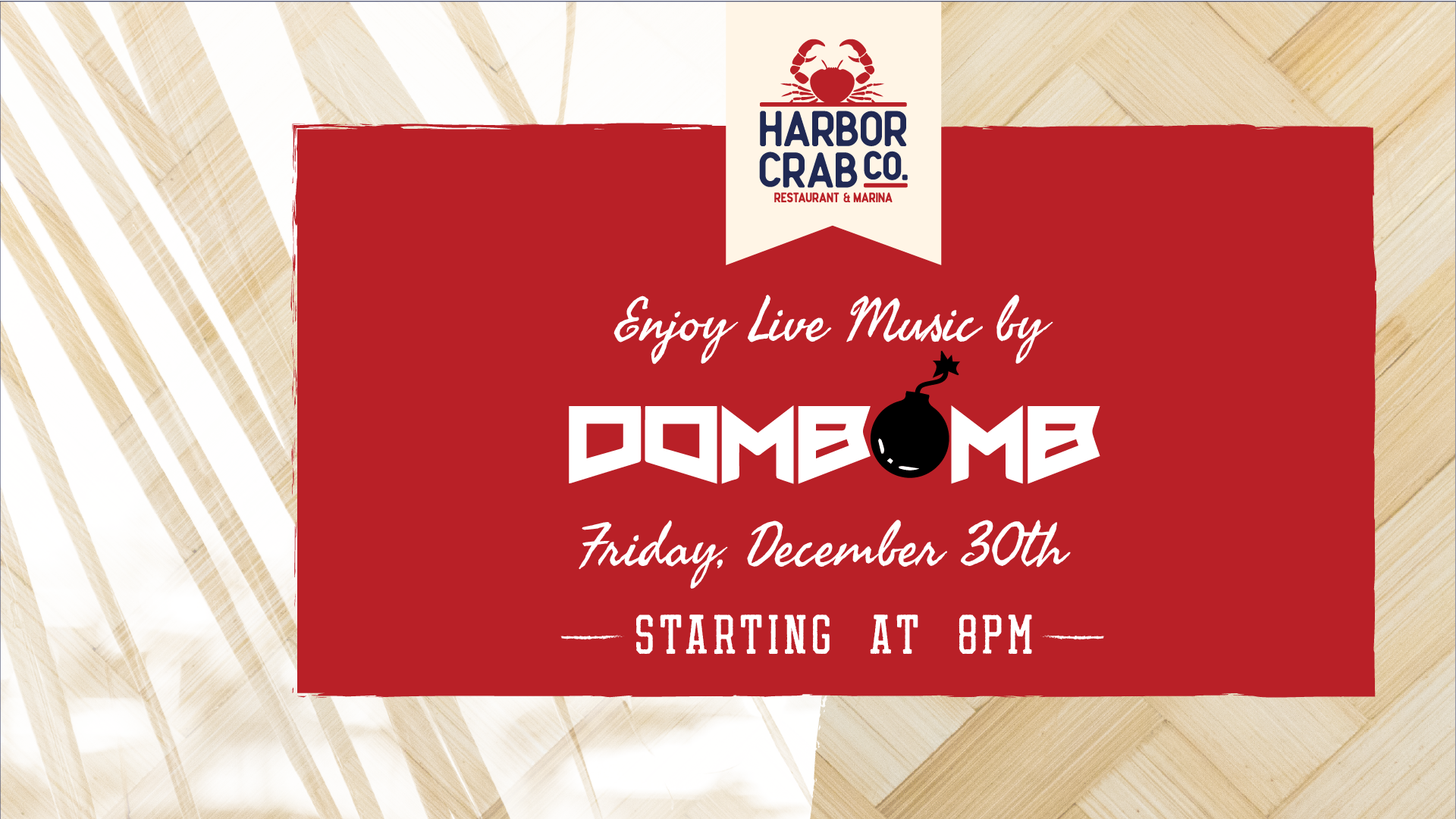 Flyer for DJ Dombomb on Friday, Dec. 30th