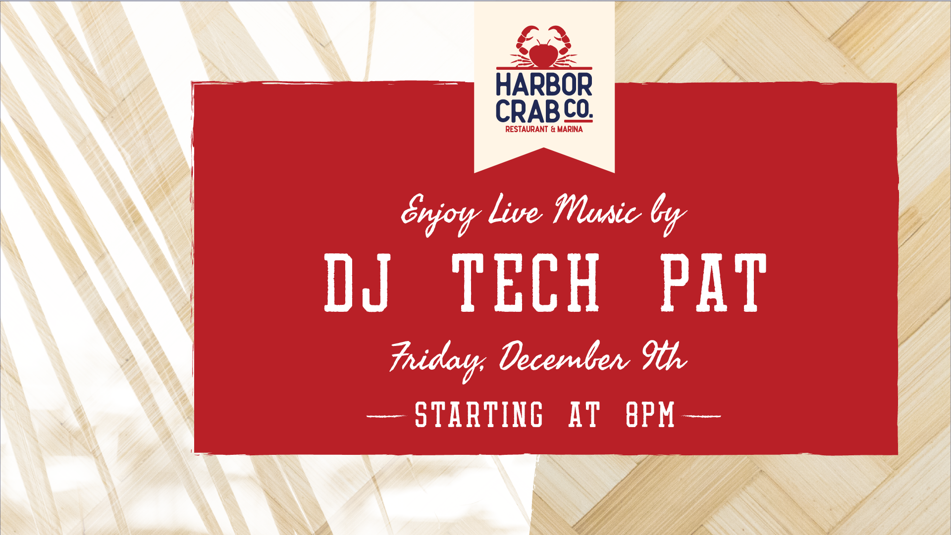 Flyer for DJ Tech Pat on Friday, Dec. 9th