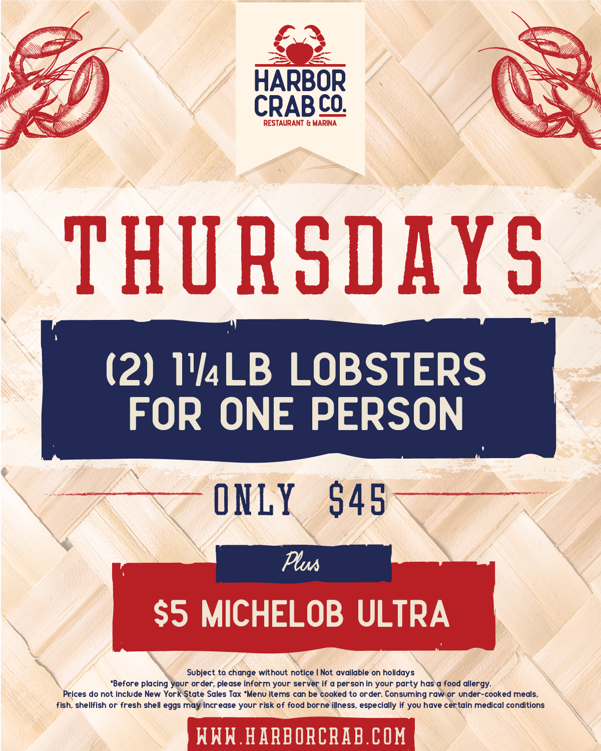Thursday: 2 for 1 Lobsters