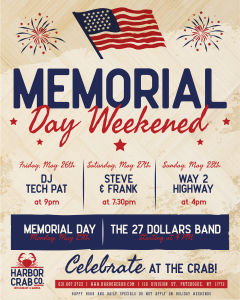 Memorial Day Weekend Lineup at Harbor Crab - 2023