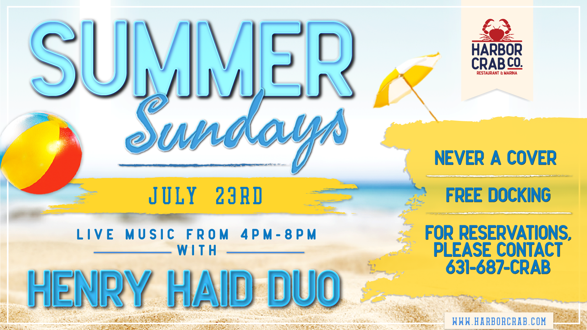 Summer Sunday with Henry Haid Duo on July 23rd at 4pm