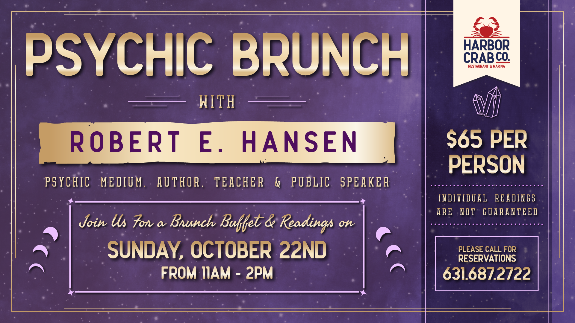 Psychic Brunch with Robert E. Hansen on Sunday, October 22nd.