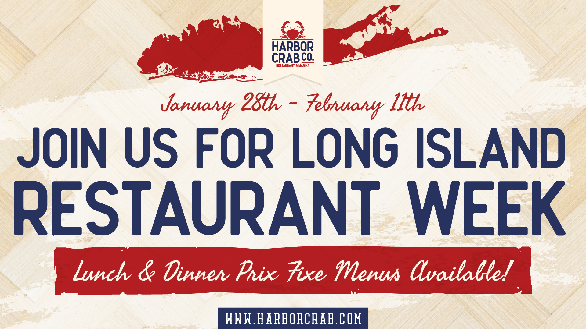 Join Us at Harbor Crab for Long Island Restaurant Week from Jan. 28th to Feb. 11th!