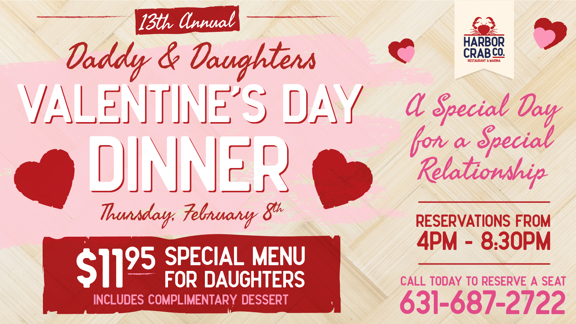 13th Annual Daddy & Daughter's Valentine's Day Dinner on February 8th