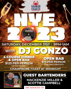 Updated New Year's Eve Flyer at Harbor Crab 2022